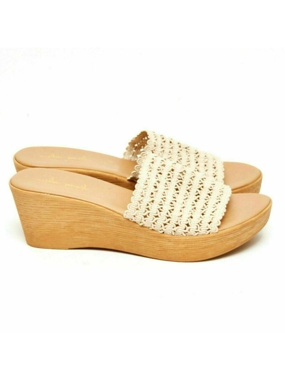 Mika Paoli Stretch Sandal Slides in Sand. Size 9